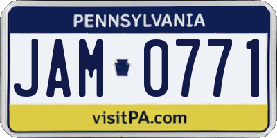 PA license plate JAM0771