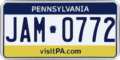 PA license plate JAM0772