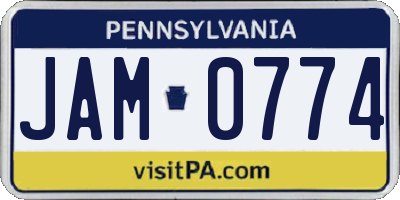 PA license plate JAM0774