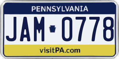 PA license plate JAM0778