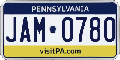 PA license plate JAM0780