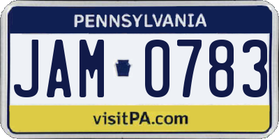 PA license plate JAM0783