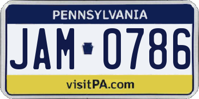 PA license plate JAM0786