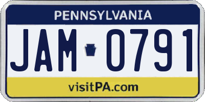 PA license plate JAM0791