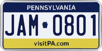 PA license plate JAM0801