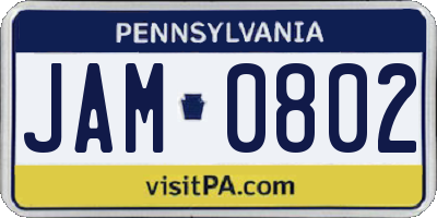 PA license plate JAM0802