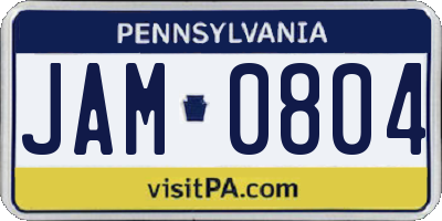 PA license plate JAM0804