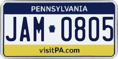 PA license plate JAM0805