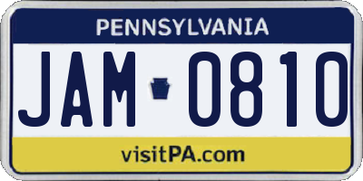 PA license plate JAM0810