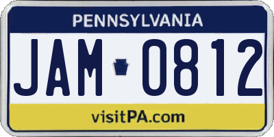 PA license plate JAM0812