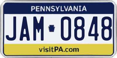 PA license plate JAM0848