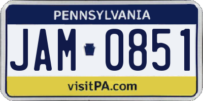 PA license plate JAM0851