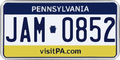 PA license plate JAM0852