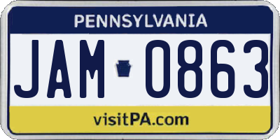 PA license plate JAM0863