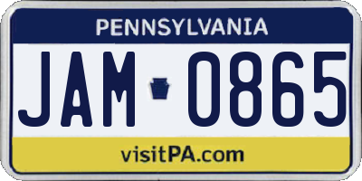 PA license plate JAM0865