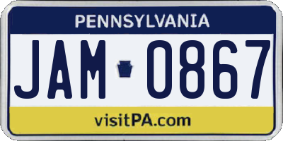 PA license plate JAM0867
