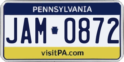 PA license plate JAM0872
