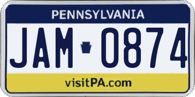 PA license plate JAM0874