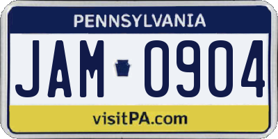 PA license plate JAM0904