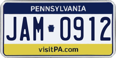 PA license plate JAM0912