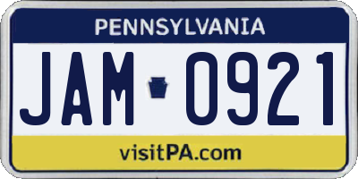 PA license plate JAM0921