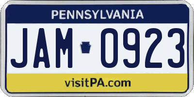 PA license plate JAM0923