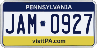 PA license plate JAM0927