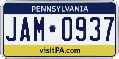PA license plate JAM0937