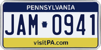 PA license plate JAM0941