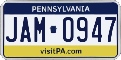 PA license plate JAM0947