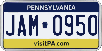 PA license plate JAM0950