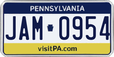 PA license plate JAM0954