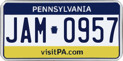PA license plate JAM0957