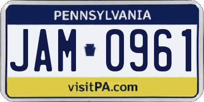 PA license plate JAM0961