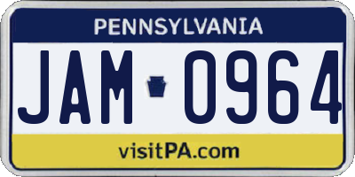 PA license plate JAM0964