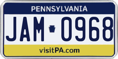 PA license plate JAM0968