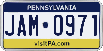 PA license plate JAM0971