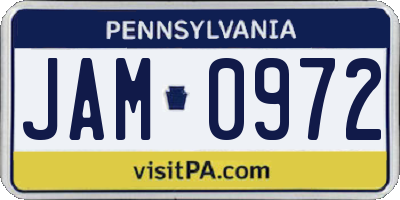 PA license plate JAM0972