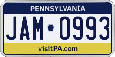 PA license plate JAM0993