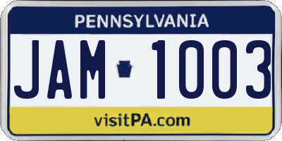 PA license plate JAM1003