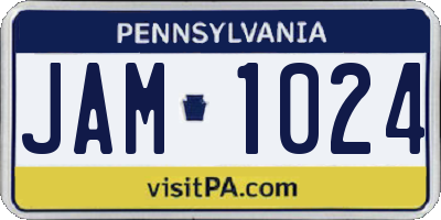 PA license plate JAM1024