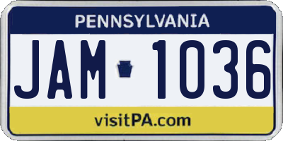 PA license plate JAM1036