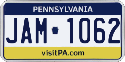 PA license plate JAM1062