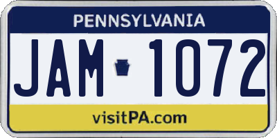 PA license plate JAM1072