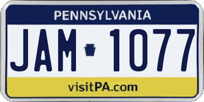 PA license plate JAM1077