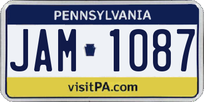 PA license plate JAM1087