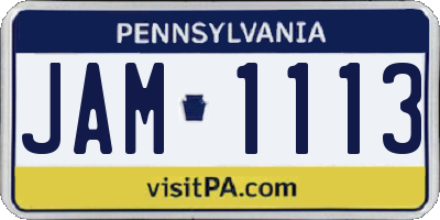 PA license plate JAM1113