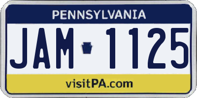 PA license plate JAM1125