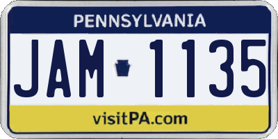 PA license plate JAM1135