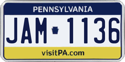 PA license plate JAM1136